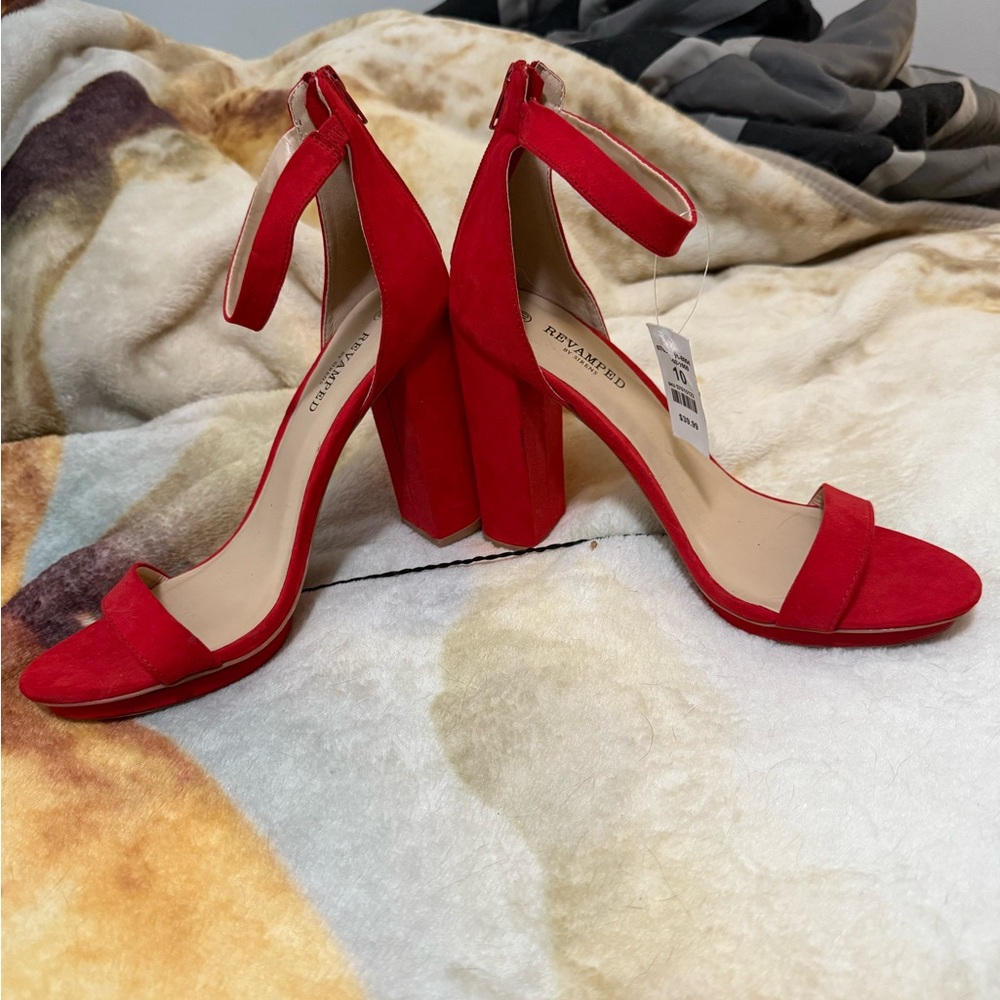 Red Block Heel Sandals